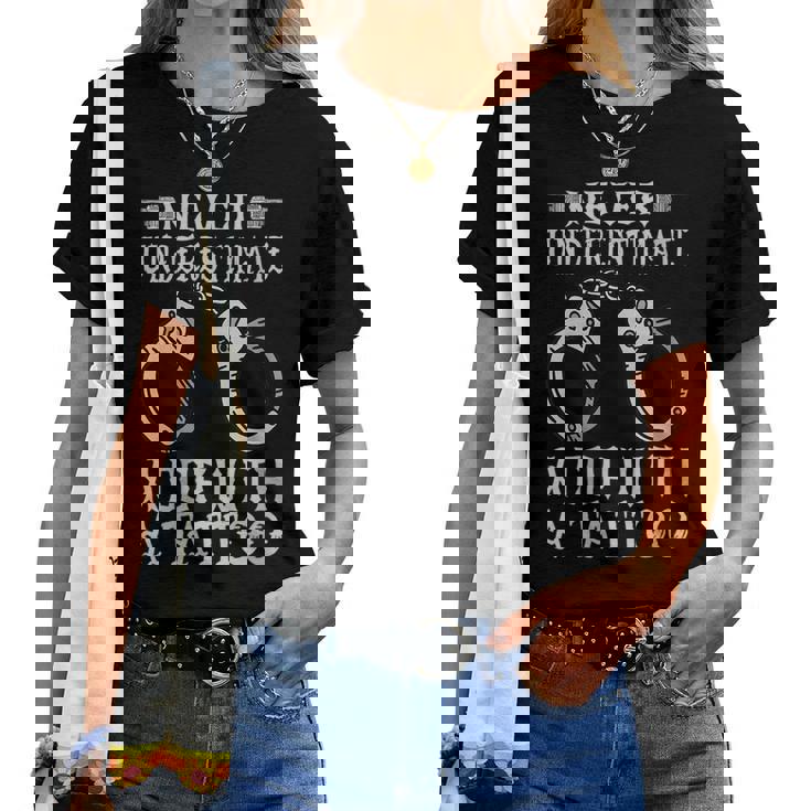 Never Underestimate A Cop With A Tattoo Police Women T-shirt