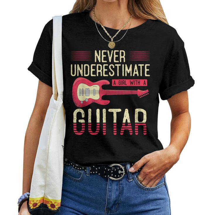 Never Underestimate A Girl With A Guitar Guitar Player Women T-shirt