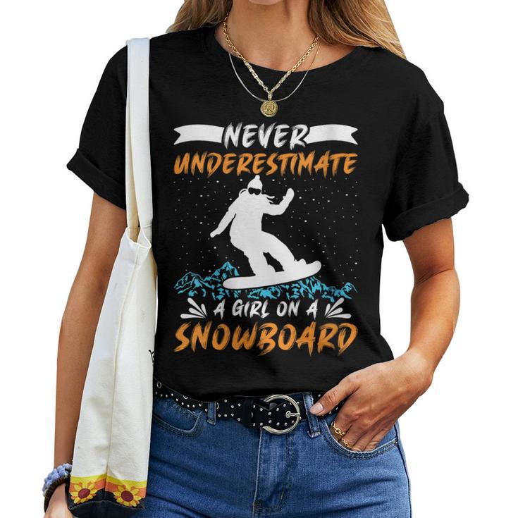 Never Underestimate A Girl On A Snowboard Women Women T-shirt