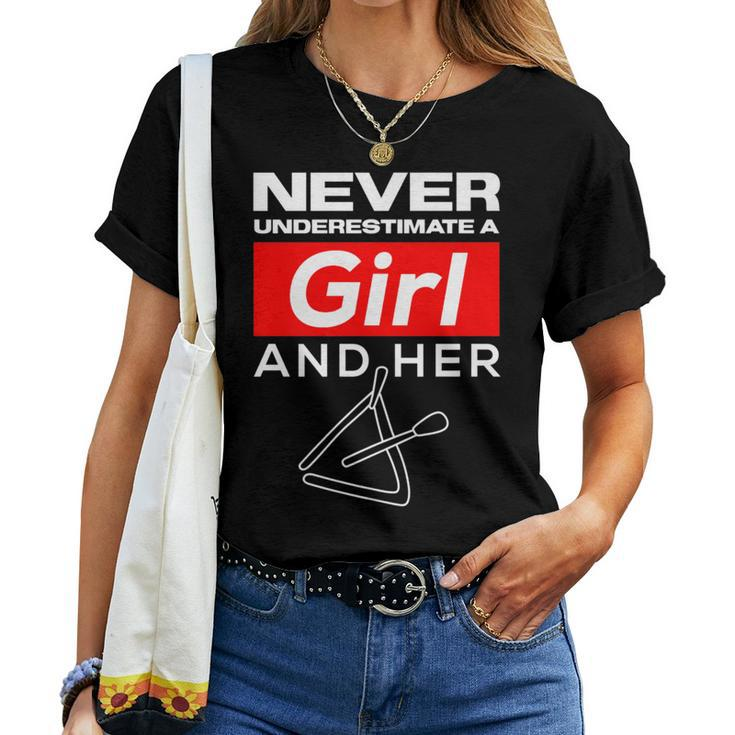 Never Underestimate A Girl And Her Triangle Women T-shirt