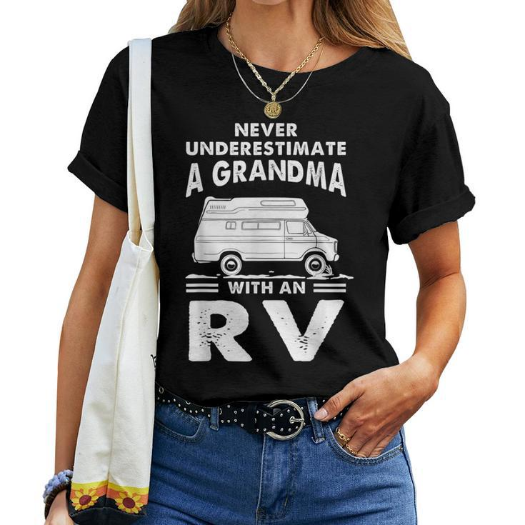 Never Underestimate A Grandma With Rv Camping Camper Women T-shirt