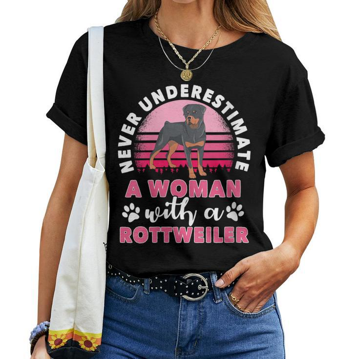 Never Underestimate A Man With A Rottweiler Women T-shirt