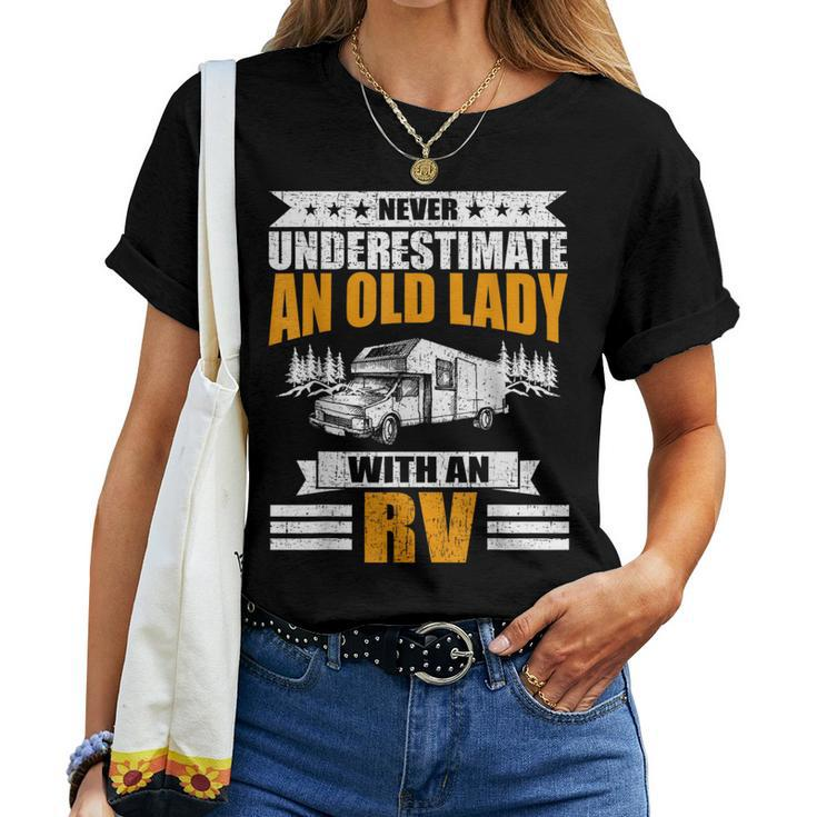 Never Underestimate An Old Lady With An Rv Camping Women T-shirt