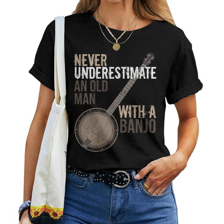 Never Underestimate An Old Man With A Banjo Music Instrument Women T-shirt