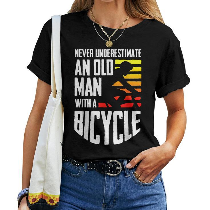 Never Underestimate An Old Man With A Bicycle Retired Gift Gift For Mens Women T-shirt