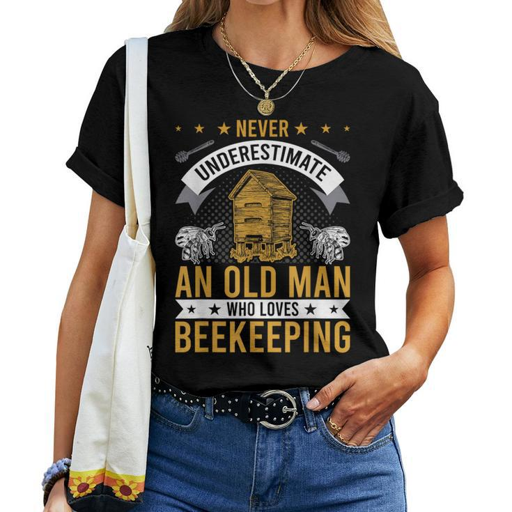Never Underestimate An Old Man Who Loves Beekeeping Women T-shirt