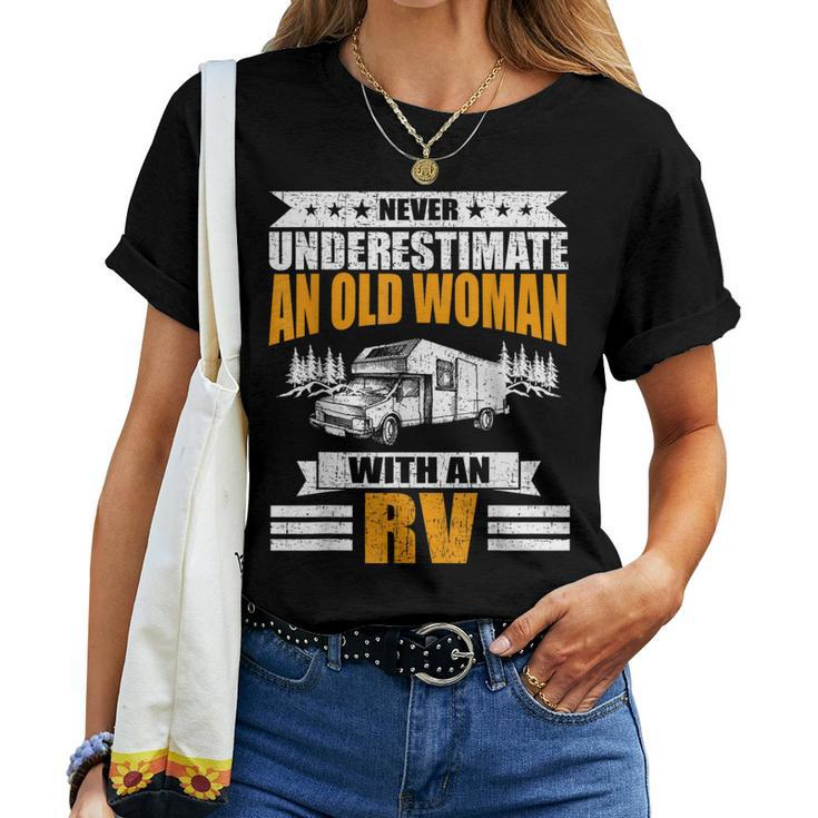 Never Underestimate An Old Woman With An Rv Camping Women T-shirt