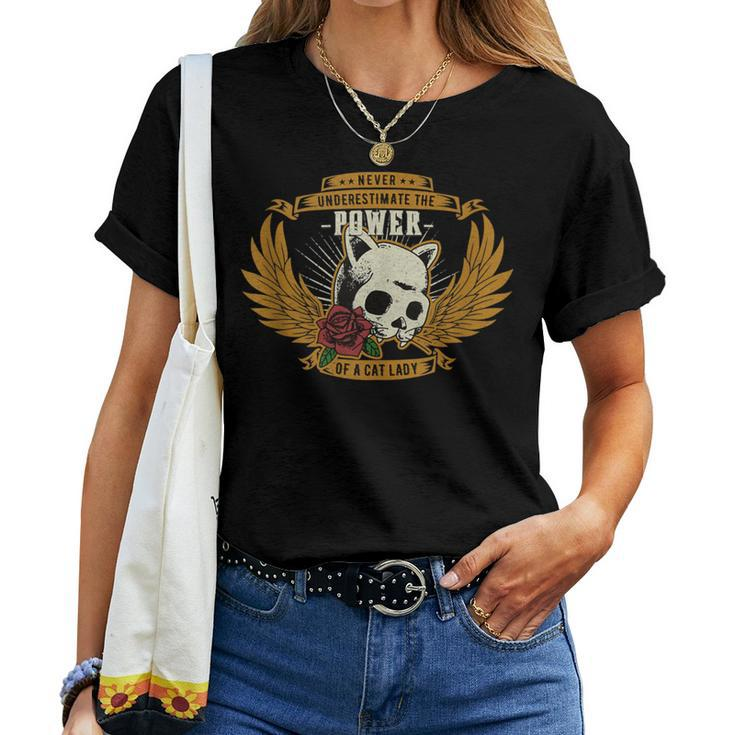 Never Underestimate The Power Of A Cat Lady Tattoo Style Women T-shirt
