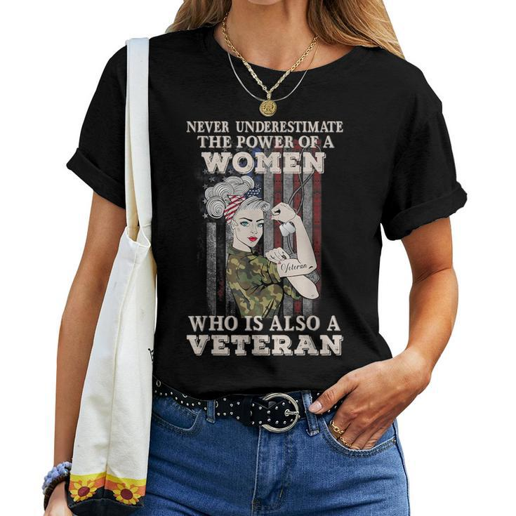 Never Underestimate The Power Of A Veteran Women T-shirt