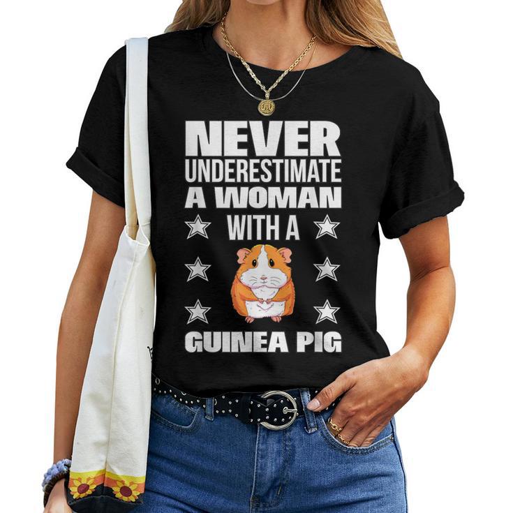 Never Underestimate A Woman With A Guinea Pig Women T-shirt