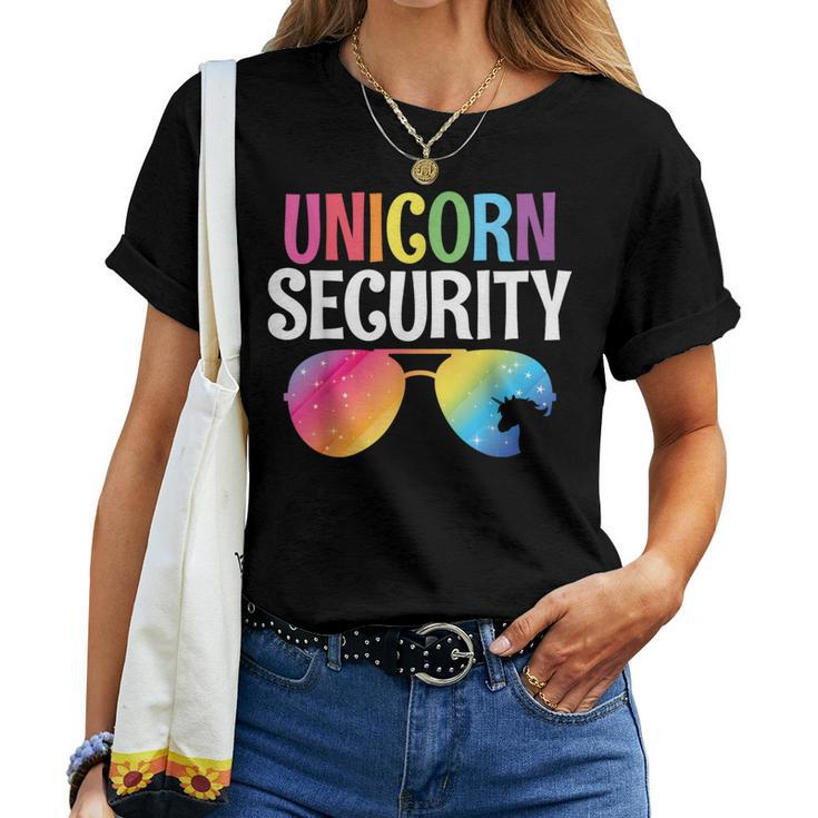 Unicorn Security Birthday Family Halloween Costume Mom Dad Women T-shirt