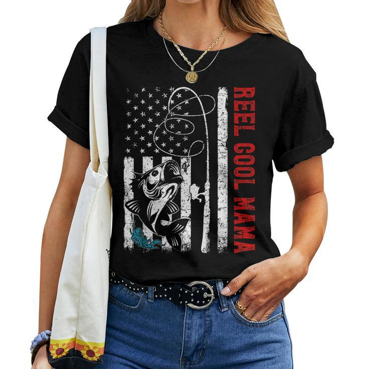 Usa Flag Reel Cool Mama Fishing Fisher Fisherman For Women Women T-shirt