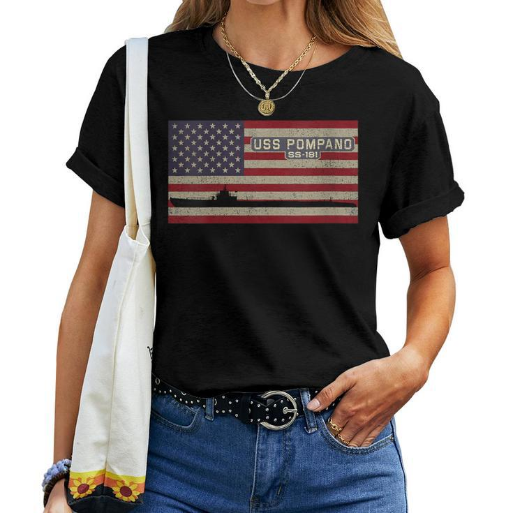 Uss Pompano Ss-181 Ww2 American Submarine Flag Women T-shirt
