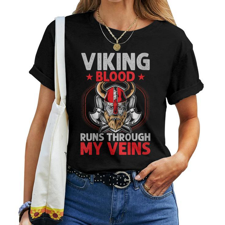 Viking Blood Runs Through My Veins Shieldmaiden Viking Women T-shirt