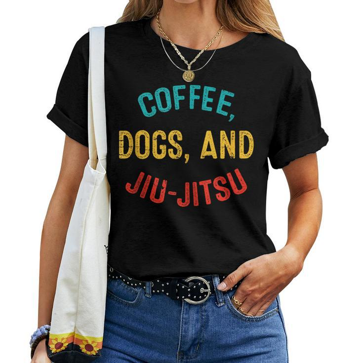 Vintage Coffee Dogs Jiu Jitsu Brazilian Jiu Jitsu Bjj Women T-shirt