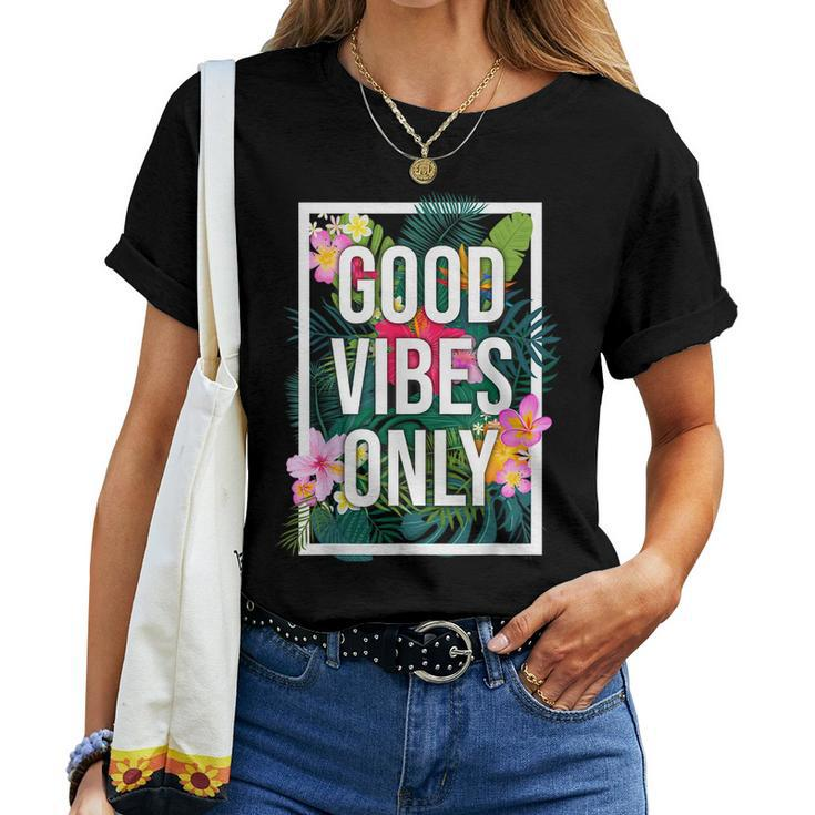 Vintage Good Vibes Only Flower Positive Motivation Women T-shirt