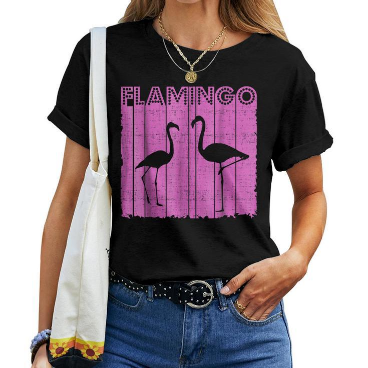 Vintage Retro Flamingo 80S Purple Neon Geometric Women T-shirt