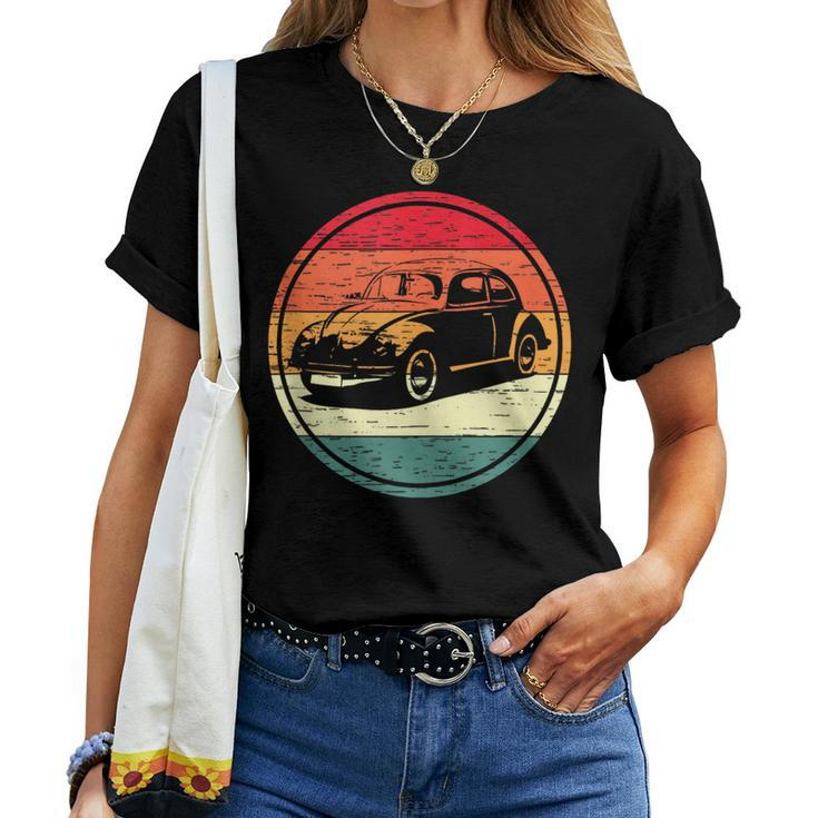 Vintage Sun Retro Sunset Tuning Beetle Car Vintage Car Sun Women T-shirt