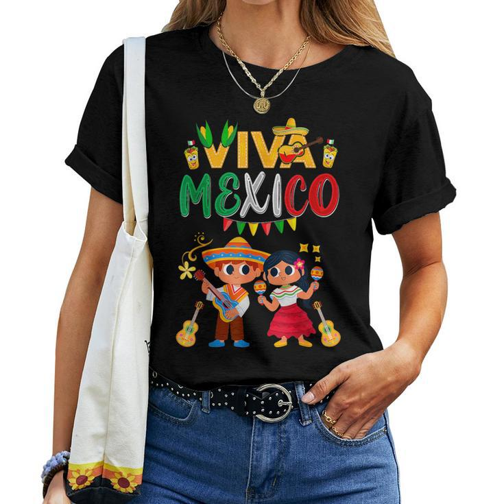 Viva Mexico Boys Girl Maracas Guitar Mexican Independence Women T-shirt
