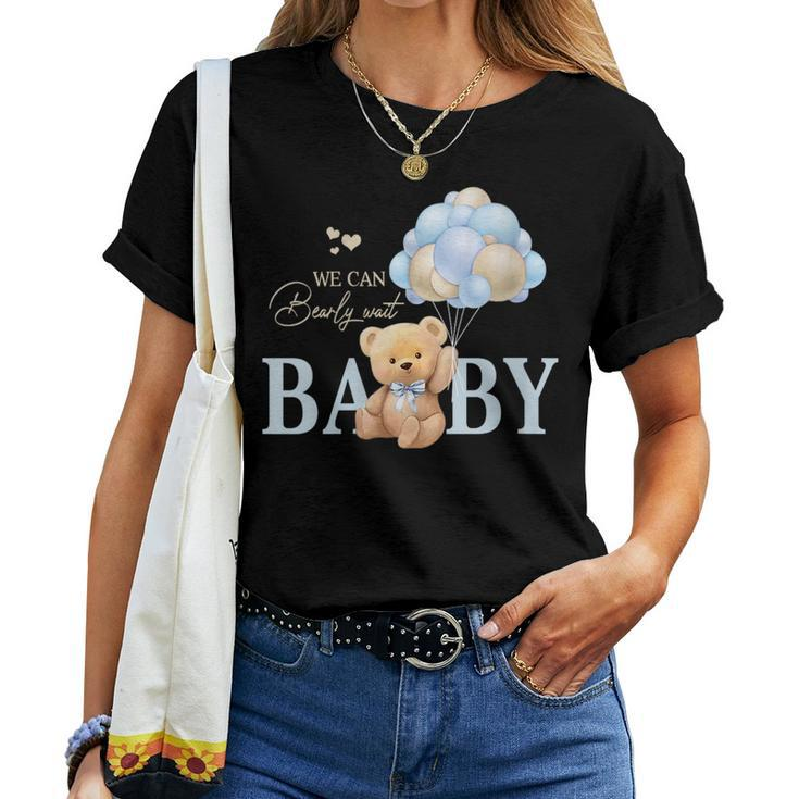 We Can Bearly Wait Gender Neutral Baby Shower Decorations  Women T-shirt Crewneck Short Sleeve Graphic