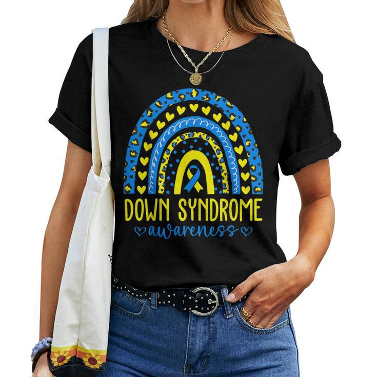 We Wear Blue And Yellow Down Syndrome Awareness Rainbow Women T-shirt