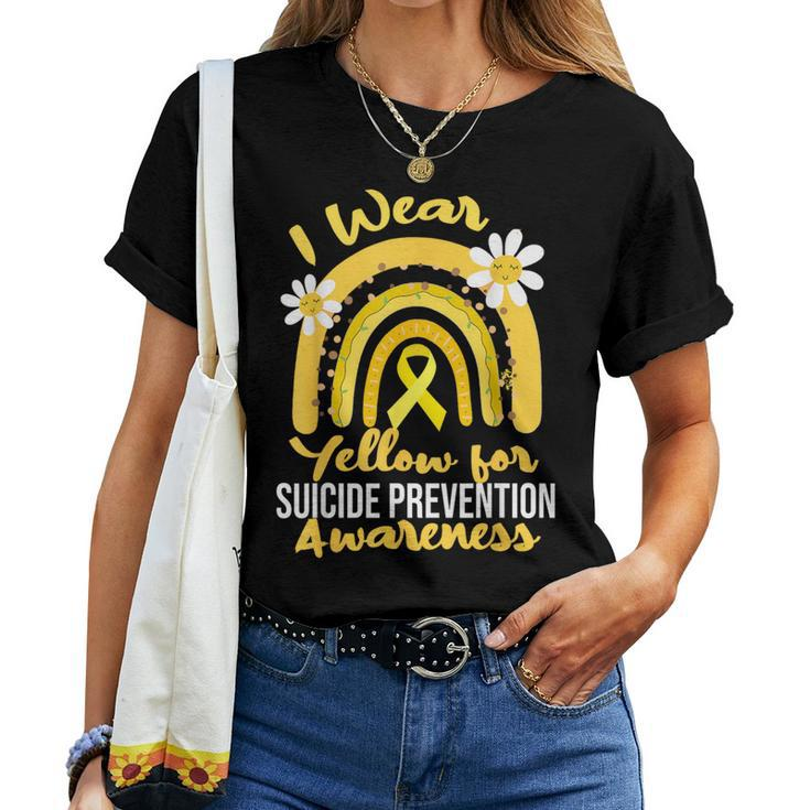 Wear Yellow For Suicide Prevention Awareness Ribbon Rainbow Women T-shirt