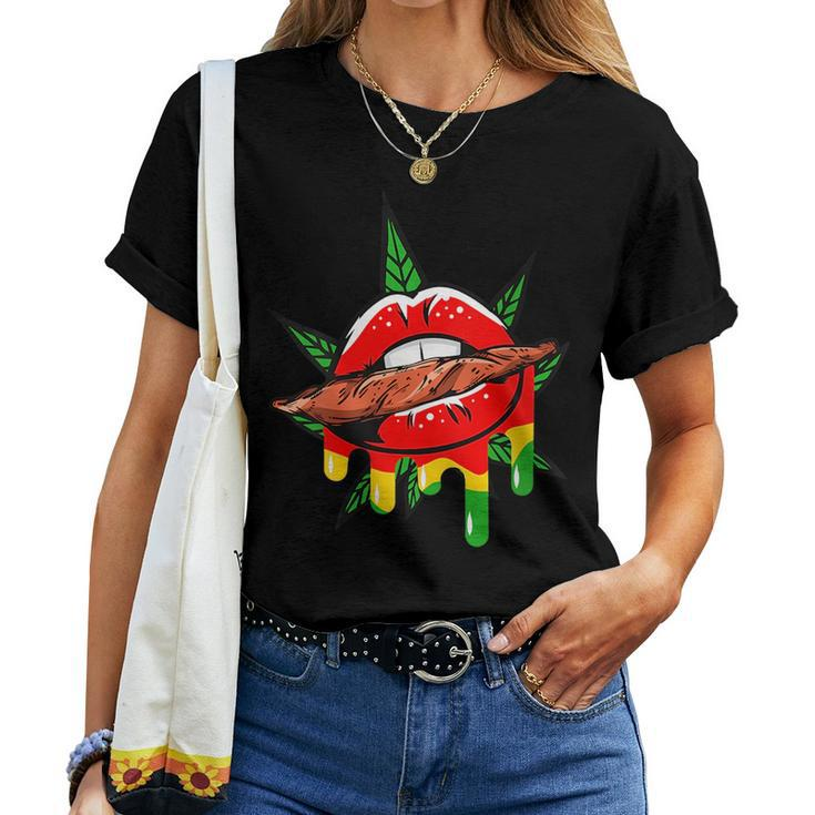 Weed Mouth Women Men Lips Junenth Bling Bite Lip Women T-shirt