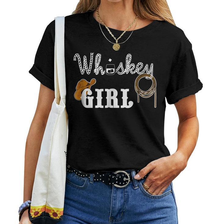 Whiskey Girl Cowgirl Hat Rope Alcohol Women T-shirt