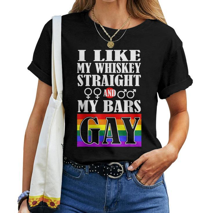 I Like My Whiskey Straight My Bars Gay Pride Lgbtq Women T-shirt