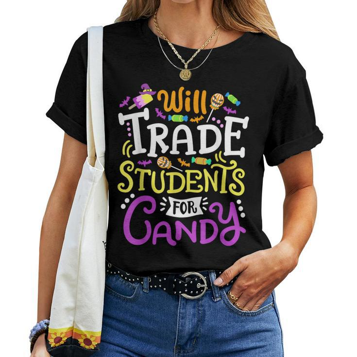 Will Trade Students For Candy Teacher Cute Halloween Costume Women T-shirt
