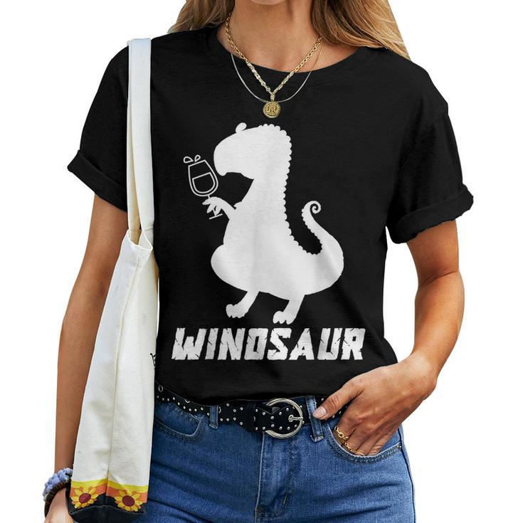 Winosaur Wine Dinosaur Drinking Party Women T-shirt