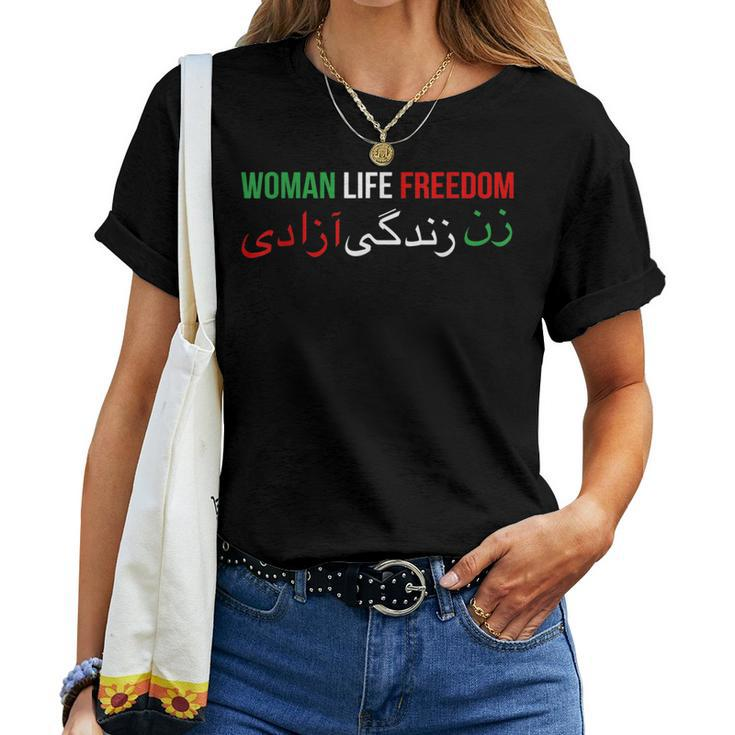 Woman Life Freedom Iran English Persian Protest Slogan Women T-shirt