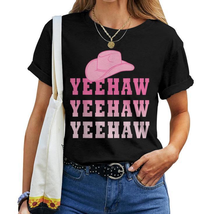 Yeehaw Cowboy Cowgirl Pink Wild Western Country Rodeo Women T-shirt