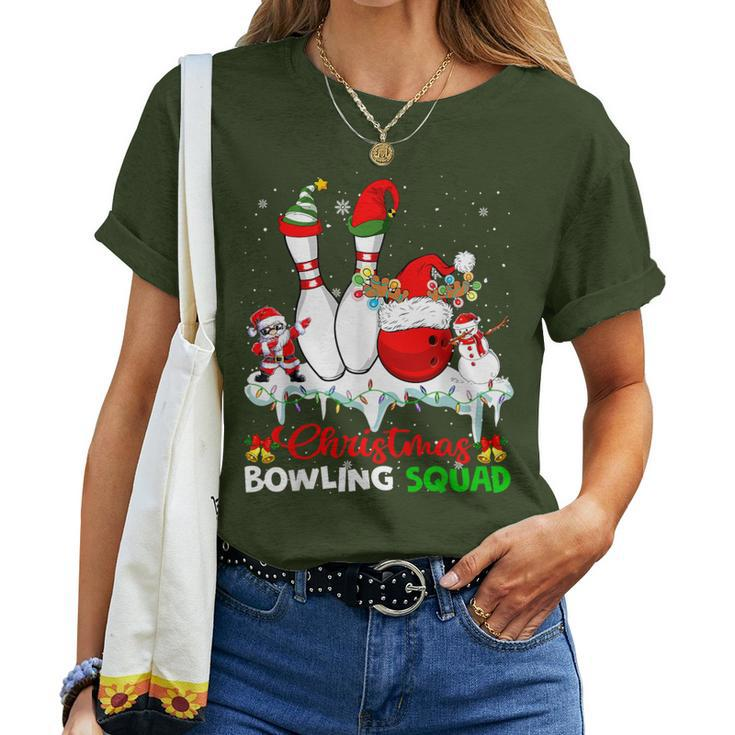 Christmas Bowling Squad Dabbing Santa Elf Bowling Tools Women T-shirt