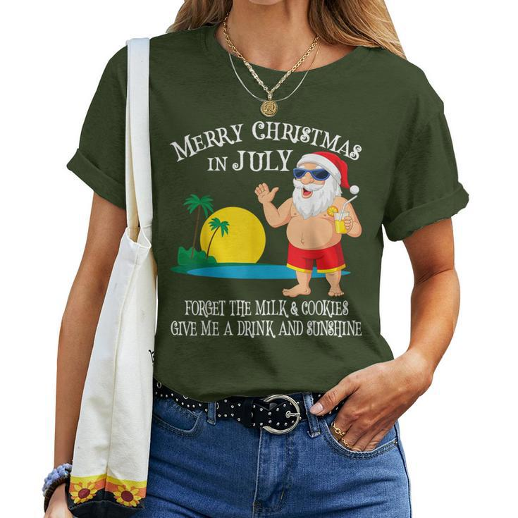 Christmas In July Pool Party Santa Vacation Women T-shirt