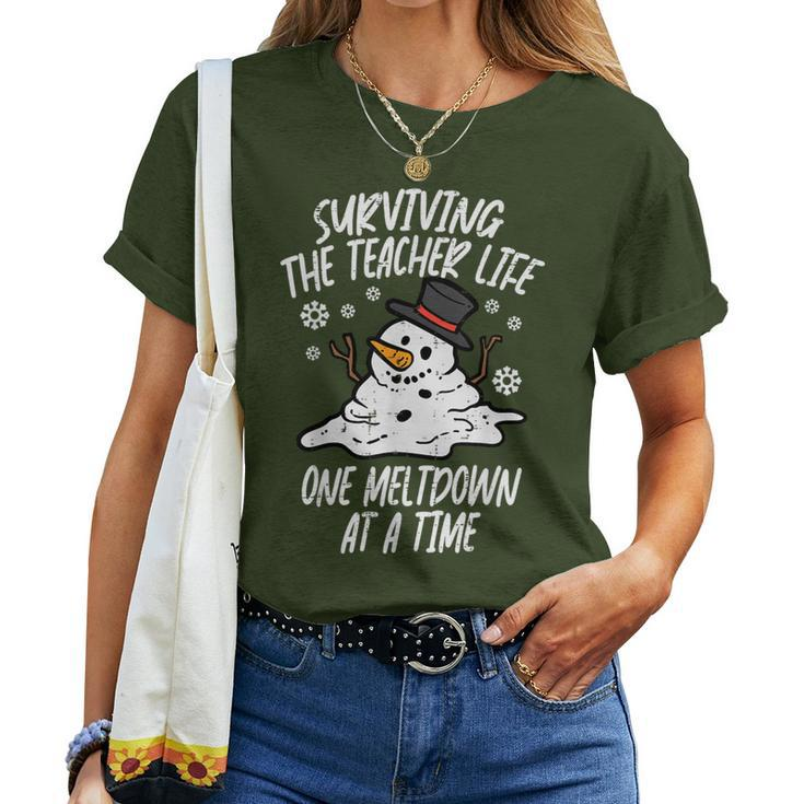 Christmas Surviving Teacher Life Meltdown Xmas Men Women T-shirt