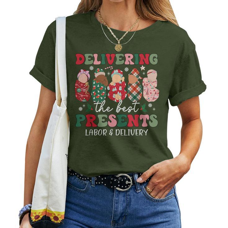 Delivering The Best Presents Labor Delivery Nurse Christmas Women T-shirt