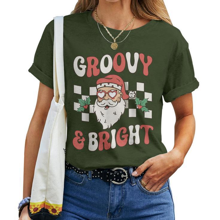 Groovy And Bright Christmas Santa Outfit 80S Retro Groovy Women T-shirt