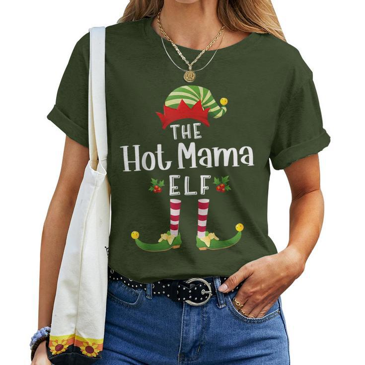 Hot Mama Christmas Elf Matching Pajama X-Mas Party Women T-shirt