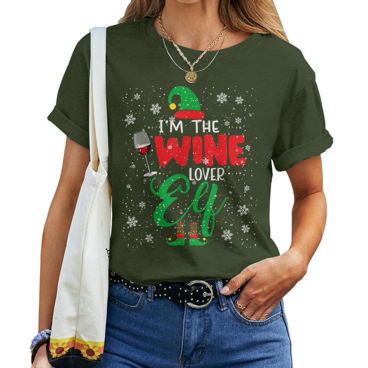 I'm The Wine Lover Elf Christmas Elf Drinking Wine Family Women T-shirt