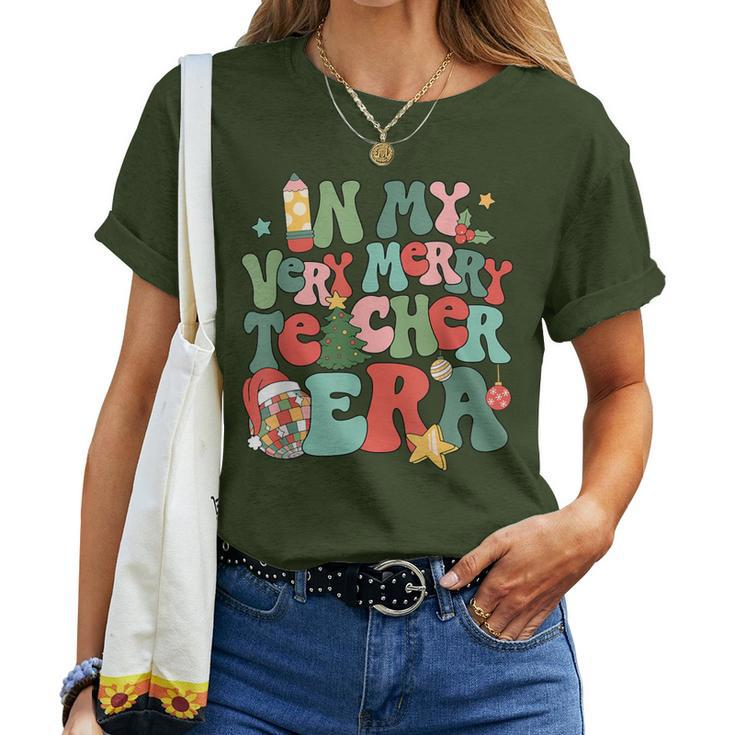 In My Very Merry Teacher Era Xmas Groovy Retro Christmas Women T-shirt