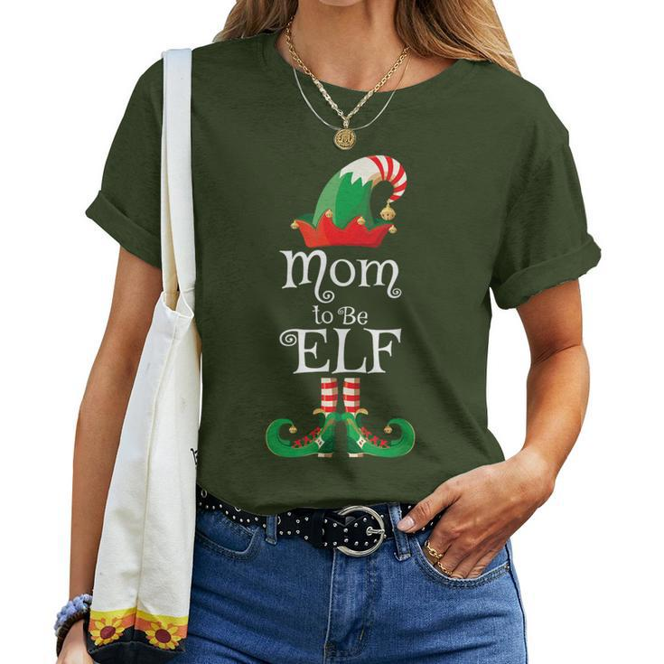 Mom To Be Elf Christmas Pregnancy Announcement Women T-shirt