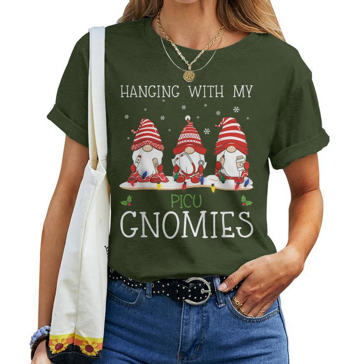 Nurse Christmas Gnome Cool Picu Nurse Christmas Lights Women T-shirt