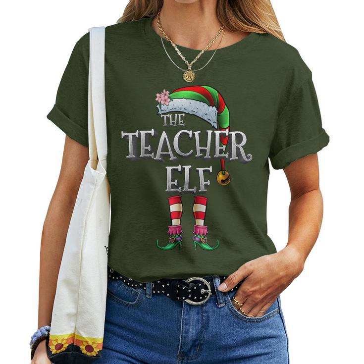 The Teacher Elf Matching Family Christmas Elf Women T-shirt