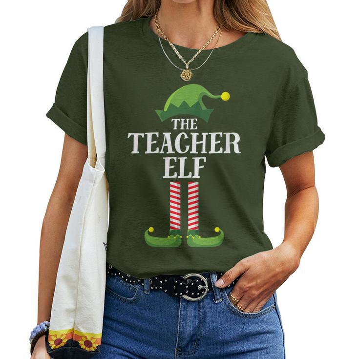 Teacher Elf Matching Family Group Christmas Party Women T-shirt