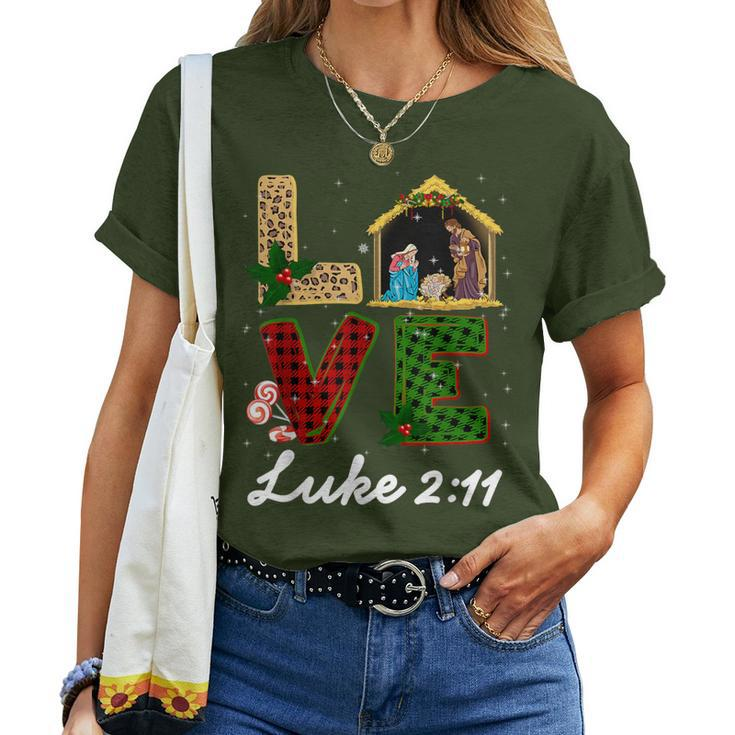 Tu Leopard Plaid Christmas Nativity Costume Christian Xmas Women T-shirt