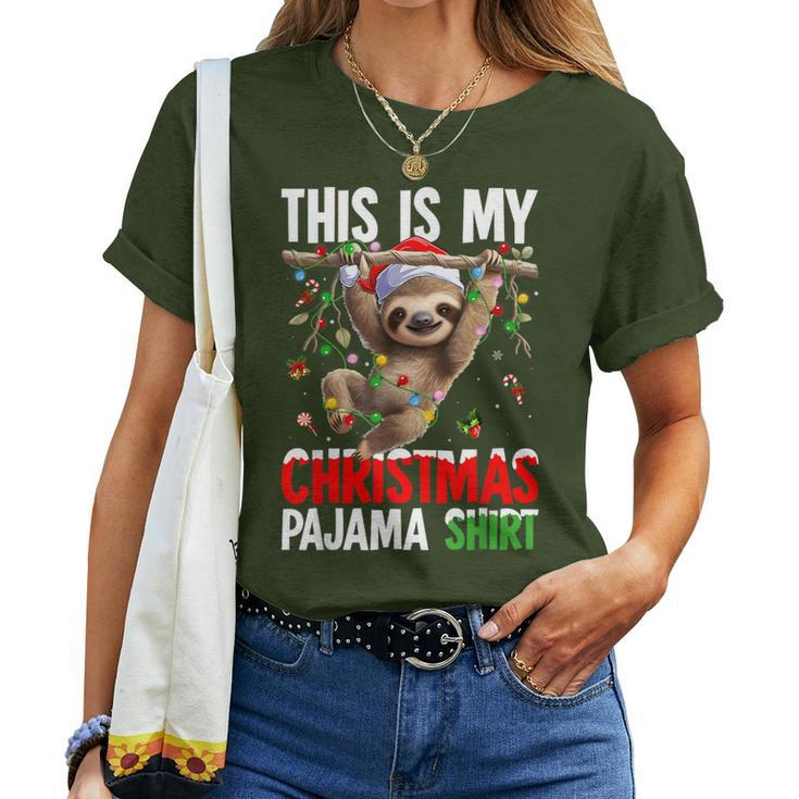 Xmas Lighting This Is My Christmas Pajama Sloth Christmas Women T-shirt
