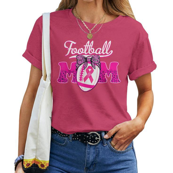 Football Mom Pink Ribbon Breast Cancer Awareness Fighters Women T-shirt