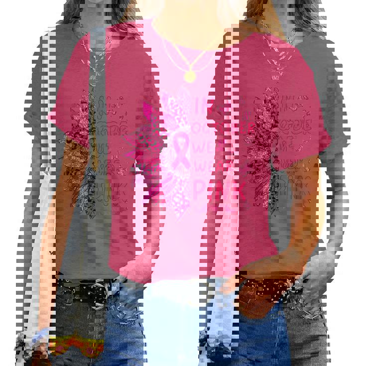 In October We Wear Leopard Pink Sunflower Breast Cancer Women T-shirt