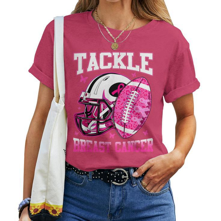 Tackle Breast Cancer Awareness 2023 Pink Ribbon Women T-shirt